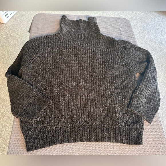 Forever 21 Black Chunky Loose Knit Turtleneck Size Large Academia Whimsigoth - Picture 10 of 14